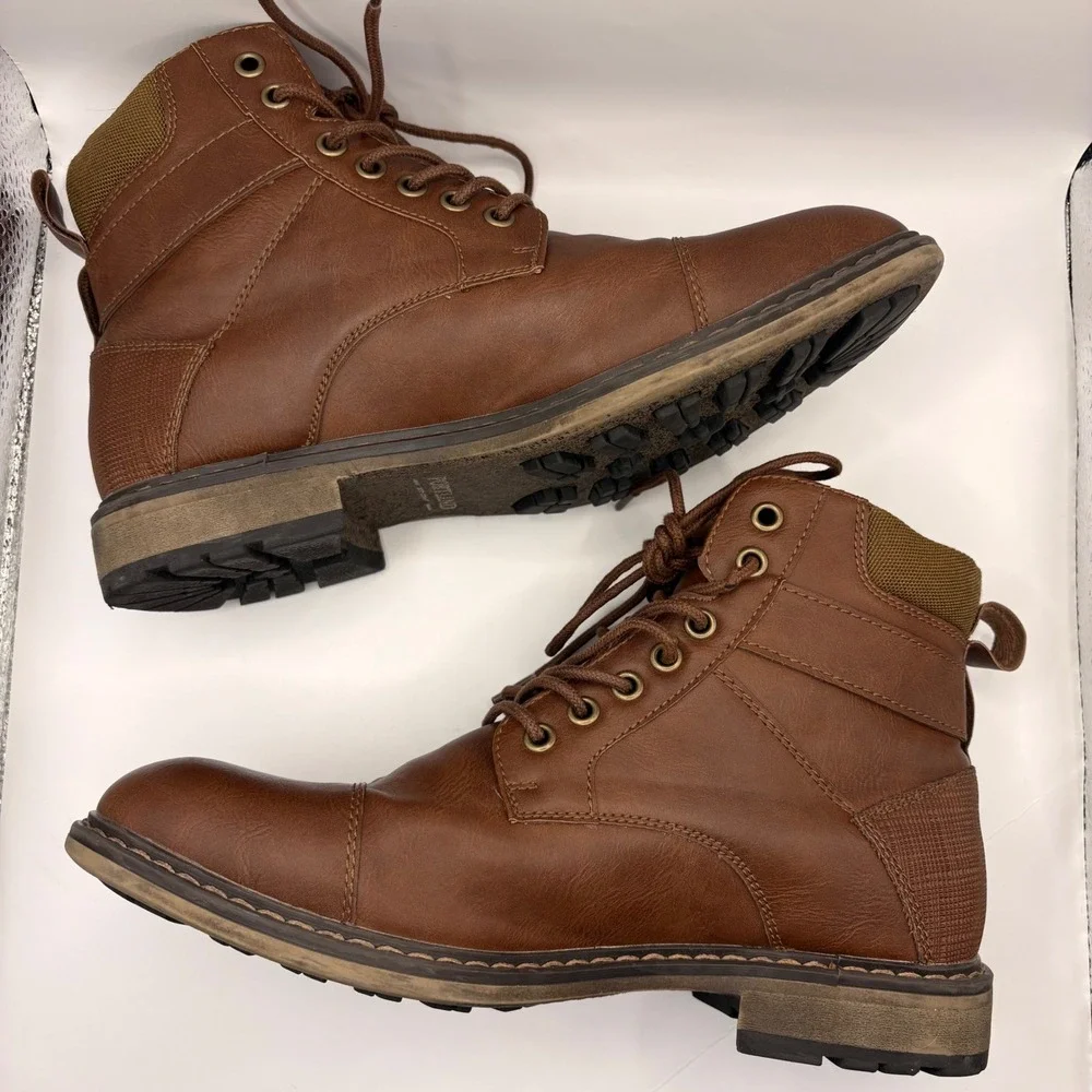 Portland Boot Company Mens Brown Cap‎ Toe Combat Boots MNPL44AM963EL Size 7.5
